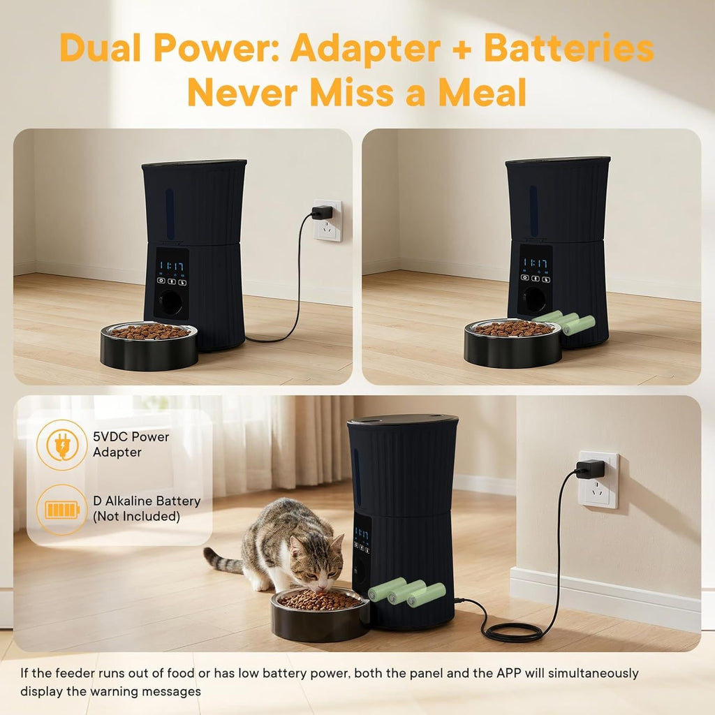 Intelligent feeder, equipped with WiFi application control function, a 4-liter capacity intelligent pet food dispenser specifically for cats and dog