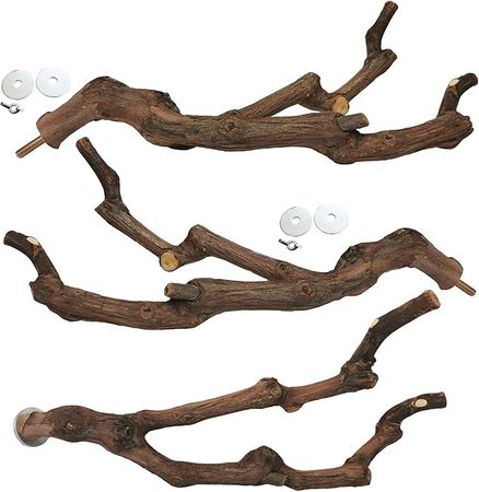 kathson Natural Parrot Perch Bird Stand Pole Wild Grape