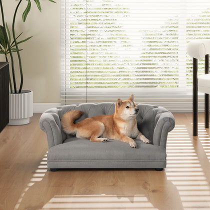 Chesterfield Dog Sofa Bed with Tufted Rolled Back and High-Density Foam