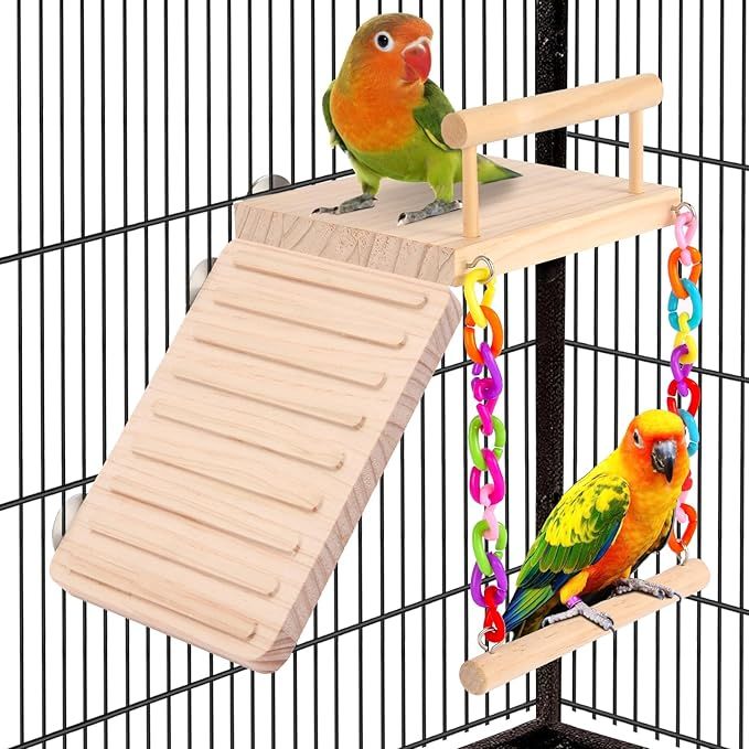 Kyouki Bird Perch – Cage Platform Swing for Active Parrots