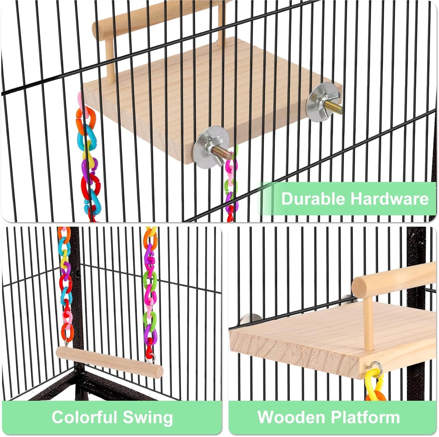 Kyouki Bird Perch – Cage Platform Swing for Active Parrots