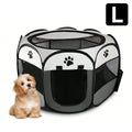 L code Portable Foldable Octagonal Pet Whelping Box, Breathable Mesh Pet Playpen for Cats & Dogs, Tr