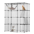 Large 4-tier Cat Cage, 41 x 28 x 55", Detachable Metal Wire Cat Enclosure, with 4 Front Doors Hammock Ramp ladders, Indoor & Outdoor Crate Exercise Place Ideal for Kitty, Small Animals, Black
