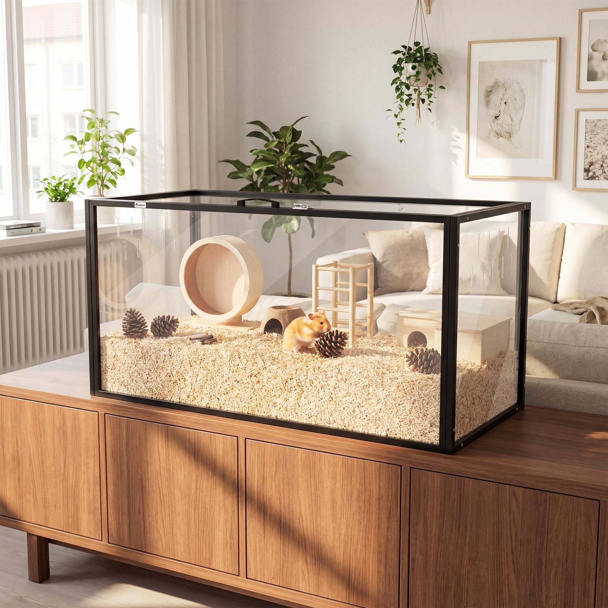 chew-focused Acrylic Hamster Cage with Openable Top and Ventilation