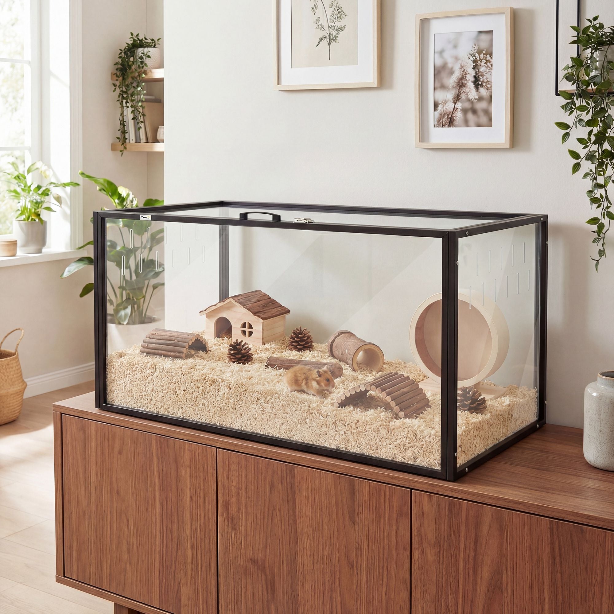 chew-focused Acrylic Hamster Cage with Openable Top and Ventilation
