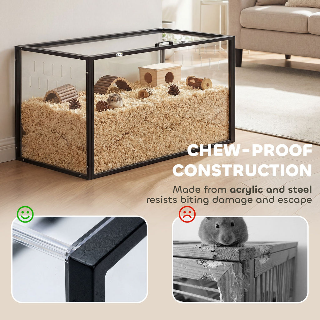 chew-focused Acrylic Hamster Cage with Openable Top and Ventilation