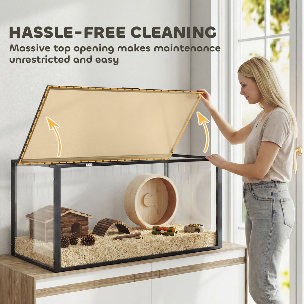 chew-focused Acrylic Hamster Cage with Openable Top and Ventilation