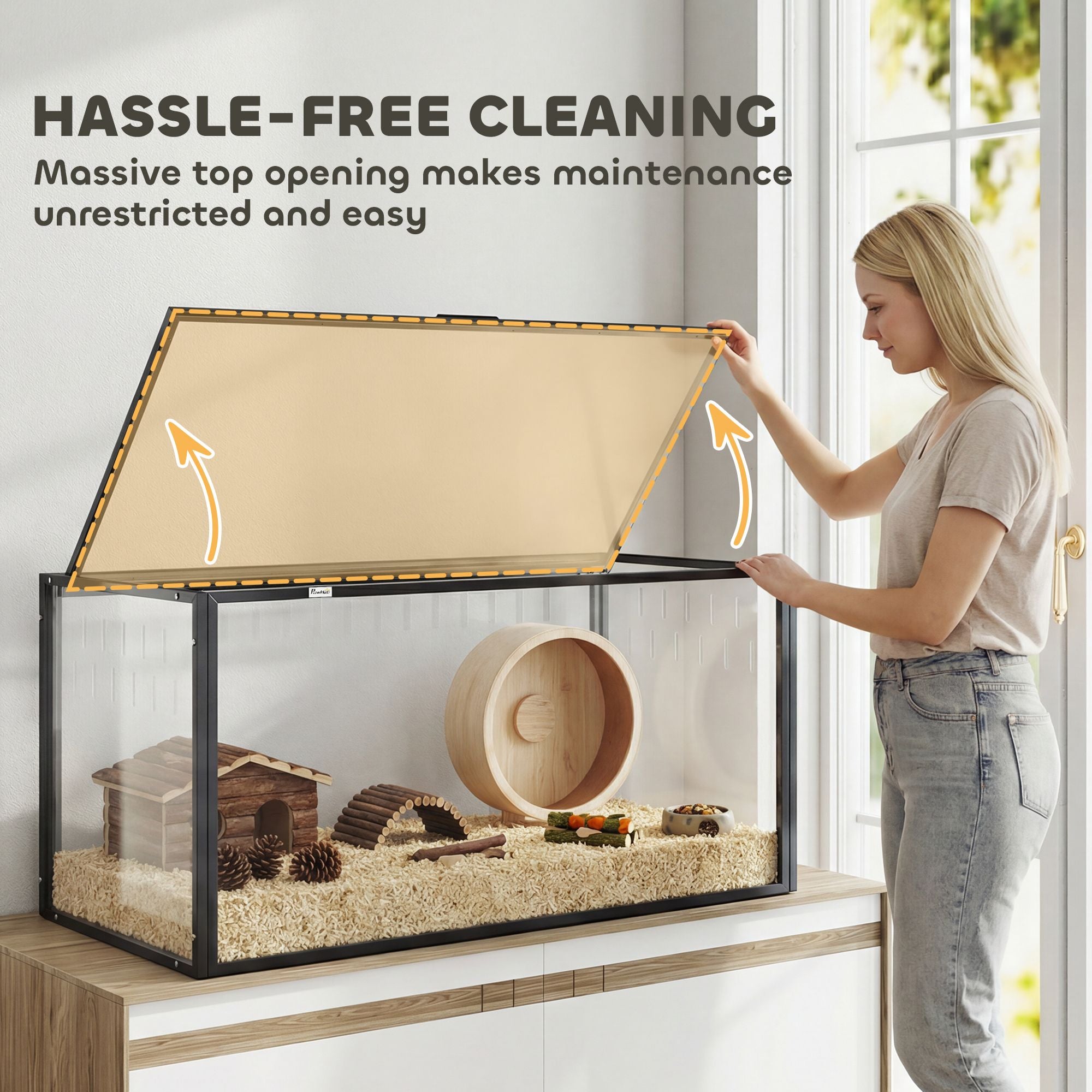 chew-focused Acrylic Hamster Cage with Openable Top and Ventilation