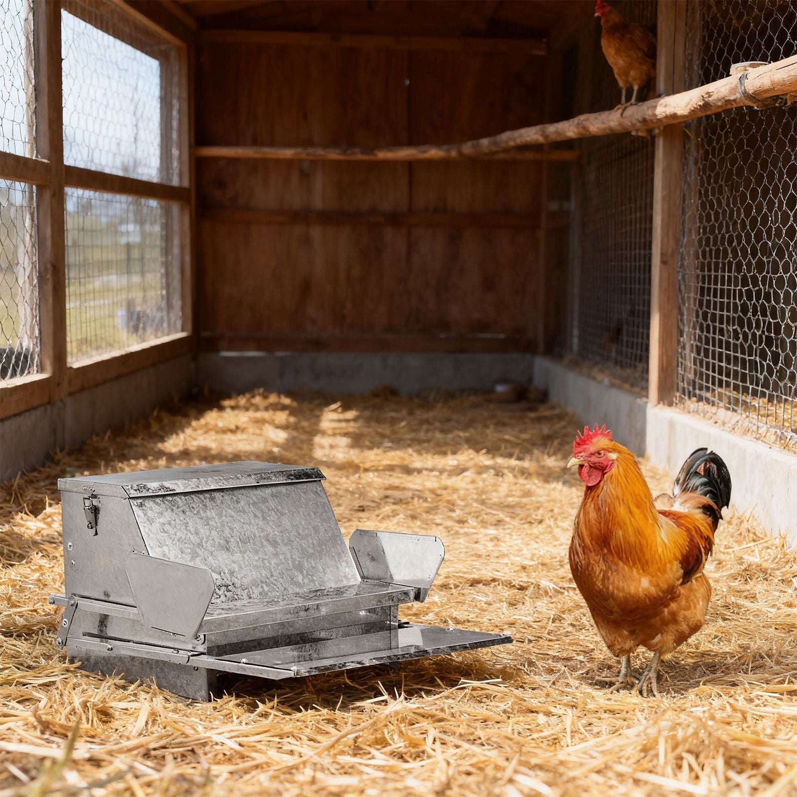 Keep Your Flock Fed with Our Large Capacity Treadle Poultry Feeder