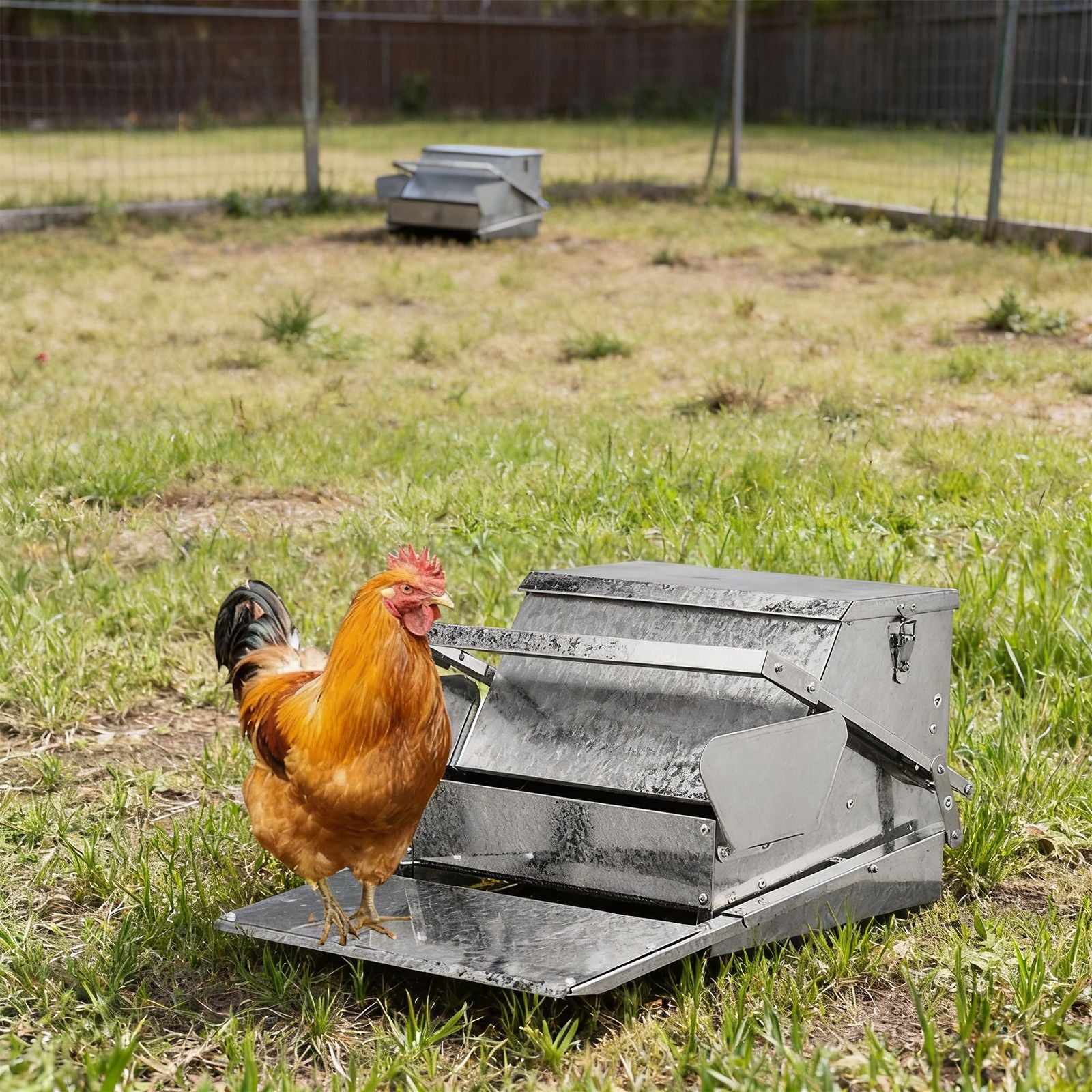 Keep Your Flock Fed with Our Large Capacity Treadle Poultry Feeder