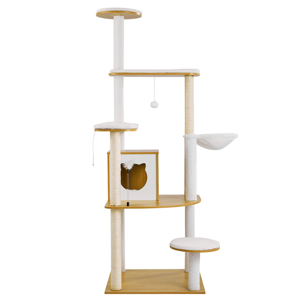 Cat Condo with Built-In Litter Box Enclosure, Sisal Posts & Washable Pads