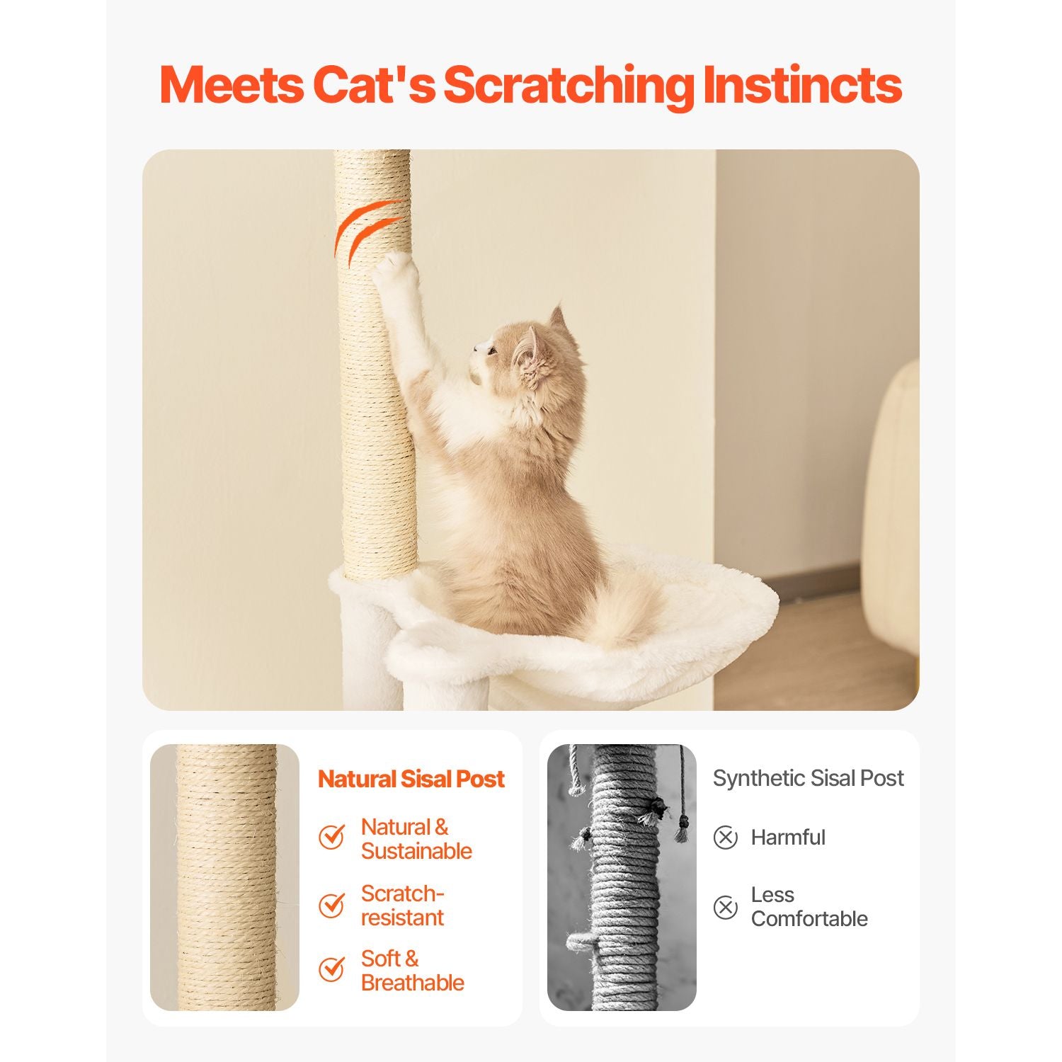 Cat Condo with Built-In Litter Box Enclosure, Sisal Posts & Washable Pads
