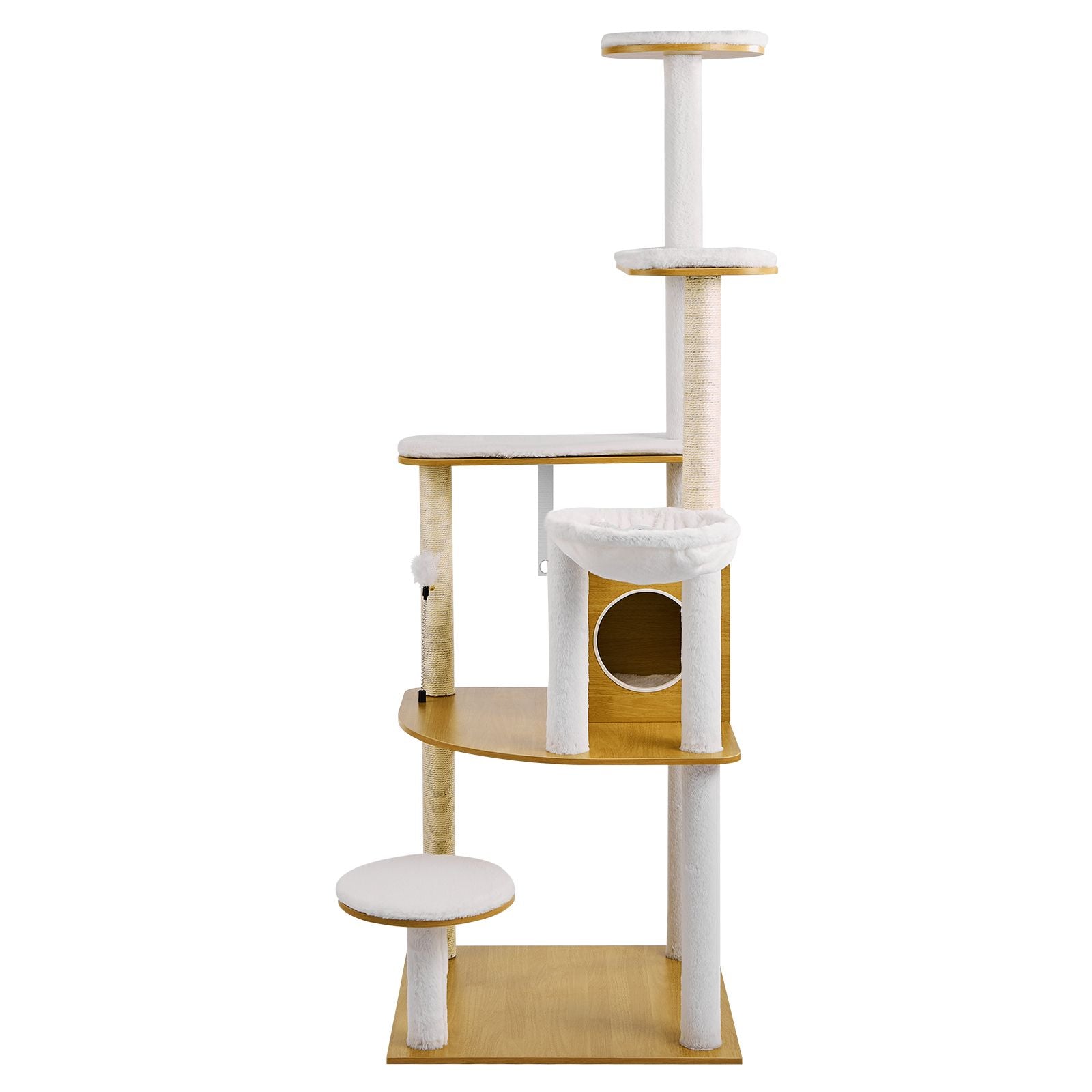 Cat Condo with Built-In Litter Box Enclosure, Sisal Posts & Washable Pads