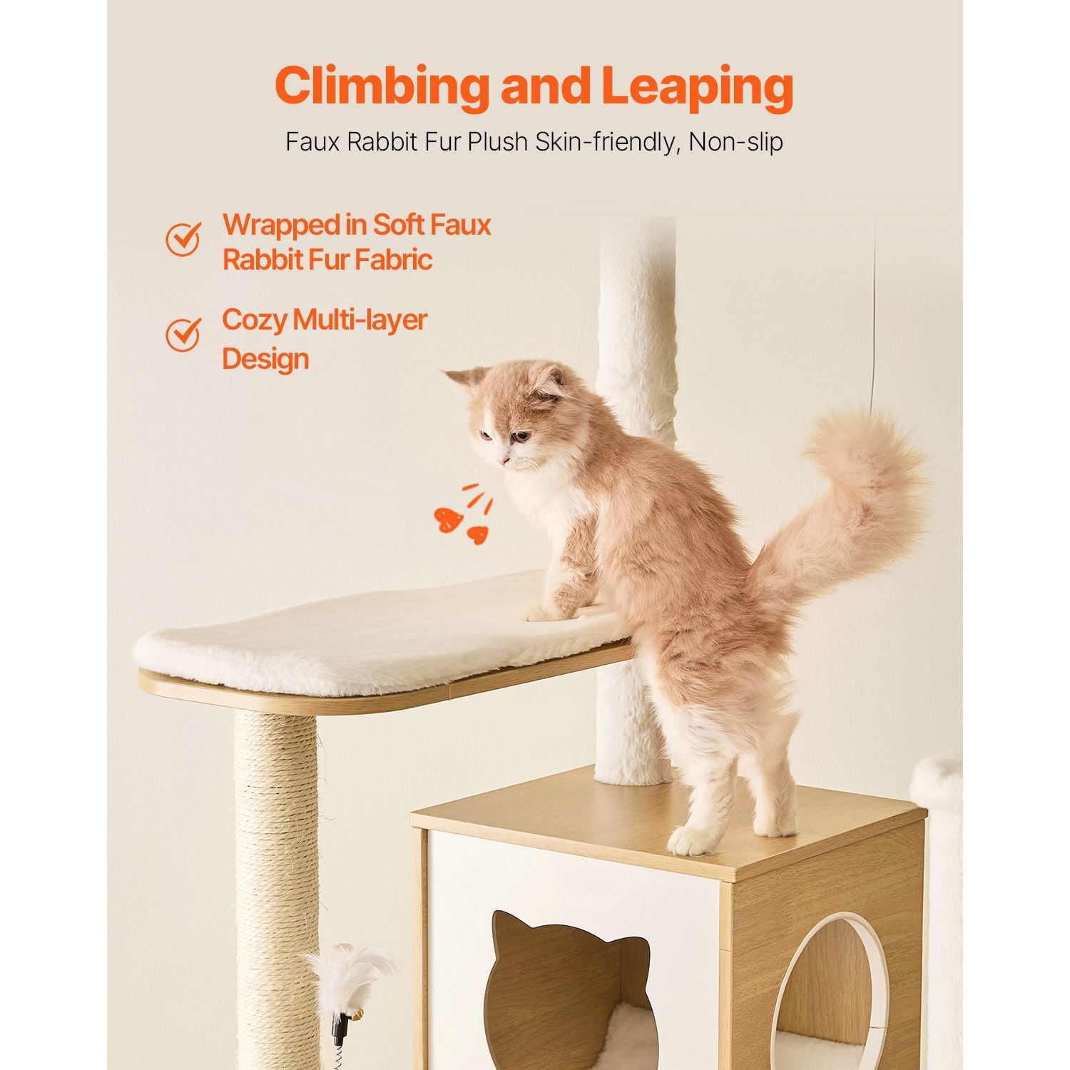 Cat Condo with Built-In Litter Box Enclosure, Sisal Posts & Washable Pads