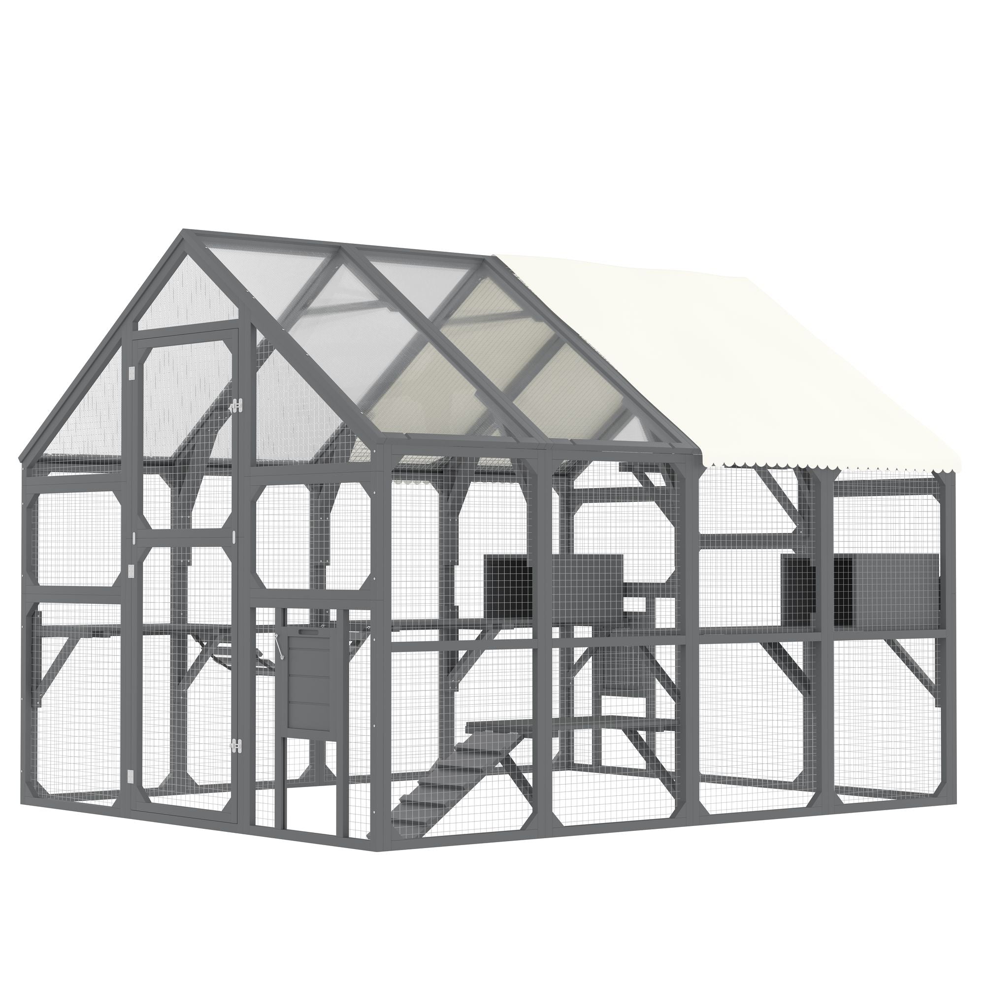 Large furniture-style Catio with 7 Platforms, 2 Resting Boxes, Bridge, and Ramp
