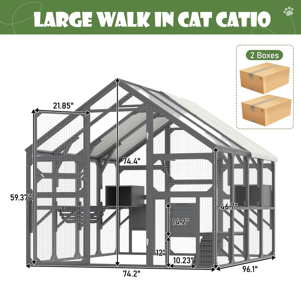 Large furniture-style Catio with 7 Platforms, 2 Resting Boxes, Bridge, and Ramp