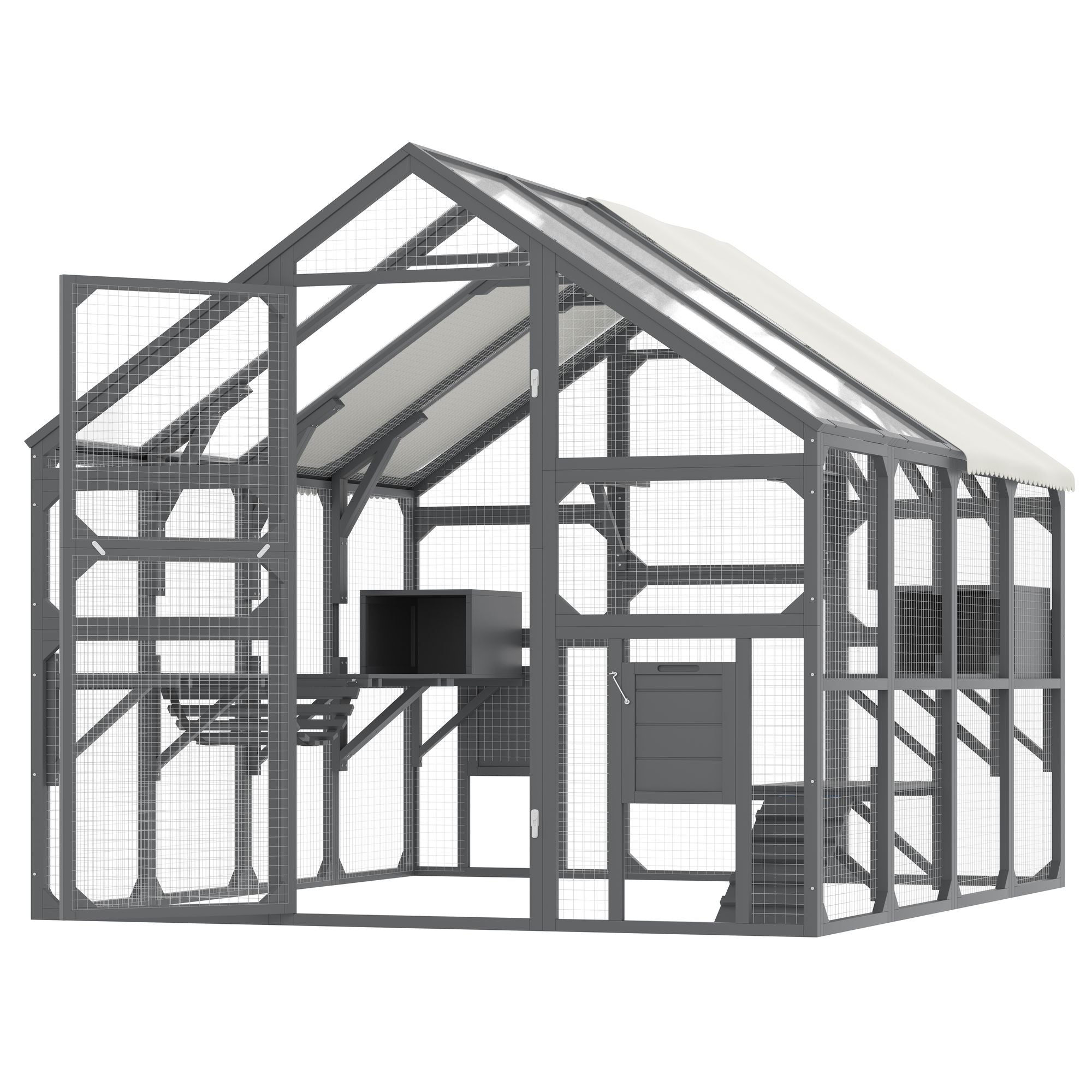 Large furniture-style Catio with 7 Platforms, 2 Resting Boxes, Bridge, and Ramp