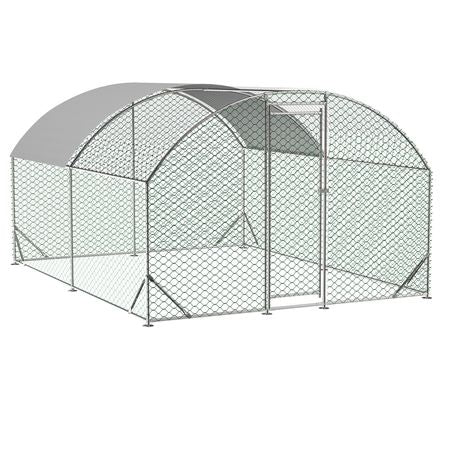 Large Chicken Coop Metal Chicken Run with Waterproof and Anti-UV Cover