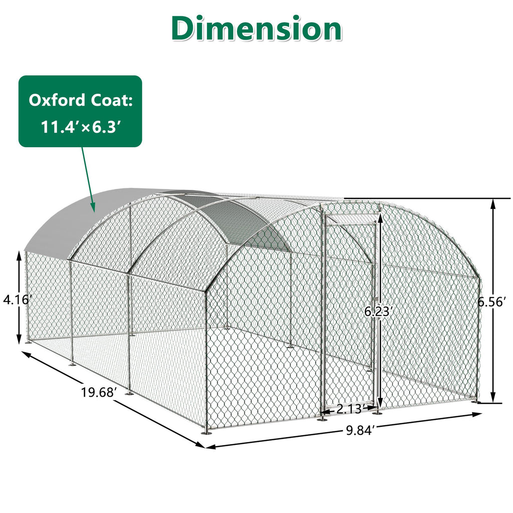 Large Chicken Coop Metal Chicken Run with Waterproof and Anti-UV Cover