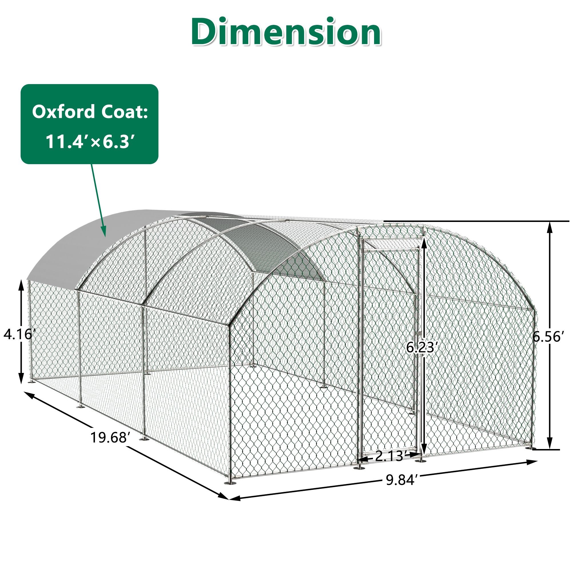 Large Chicken Coop Metal Chicken Run with Waterproof and Anti-UV Cover