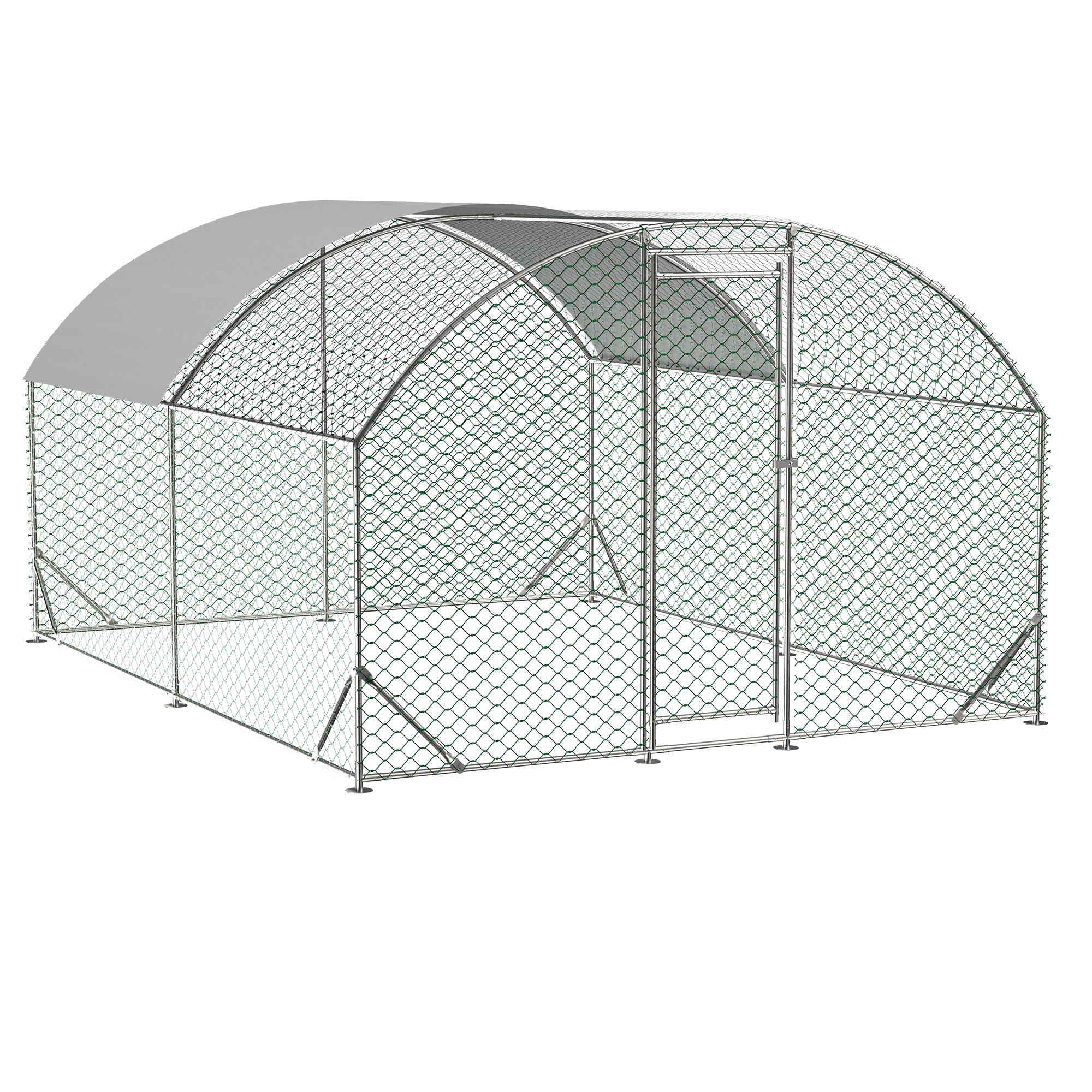 Large Chicken Coop Metal Chicken Run with Waterproof and Anti-UV Cover