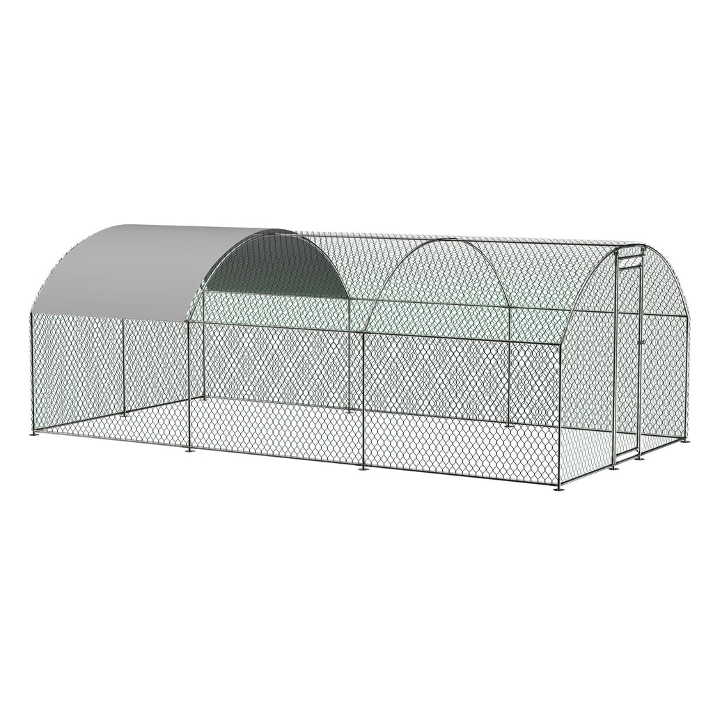 Large Chicken Coop Metal Chicken Run with Waterproof and Anti-UV Cover