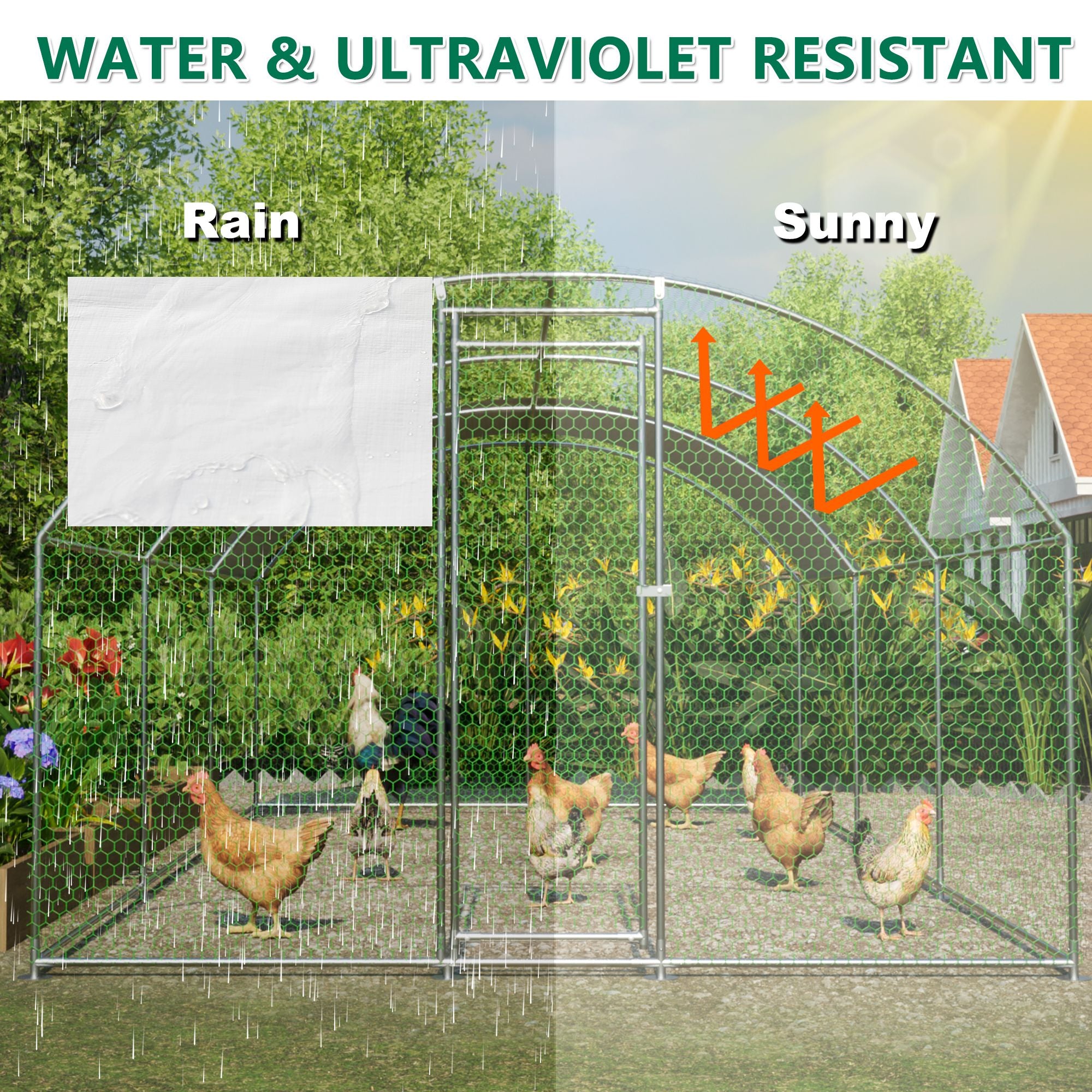 Spacious Metal Chicken Run with UV-Proof Cover – Safe Outdoor Haven