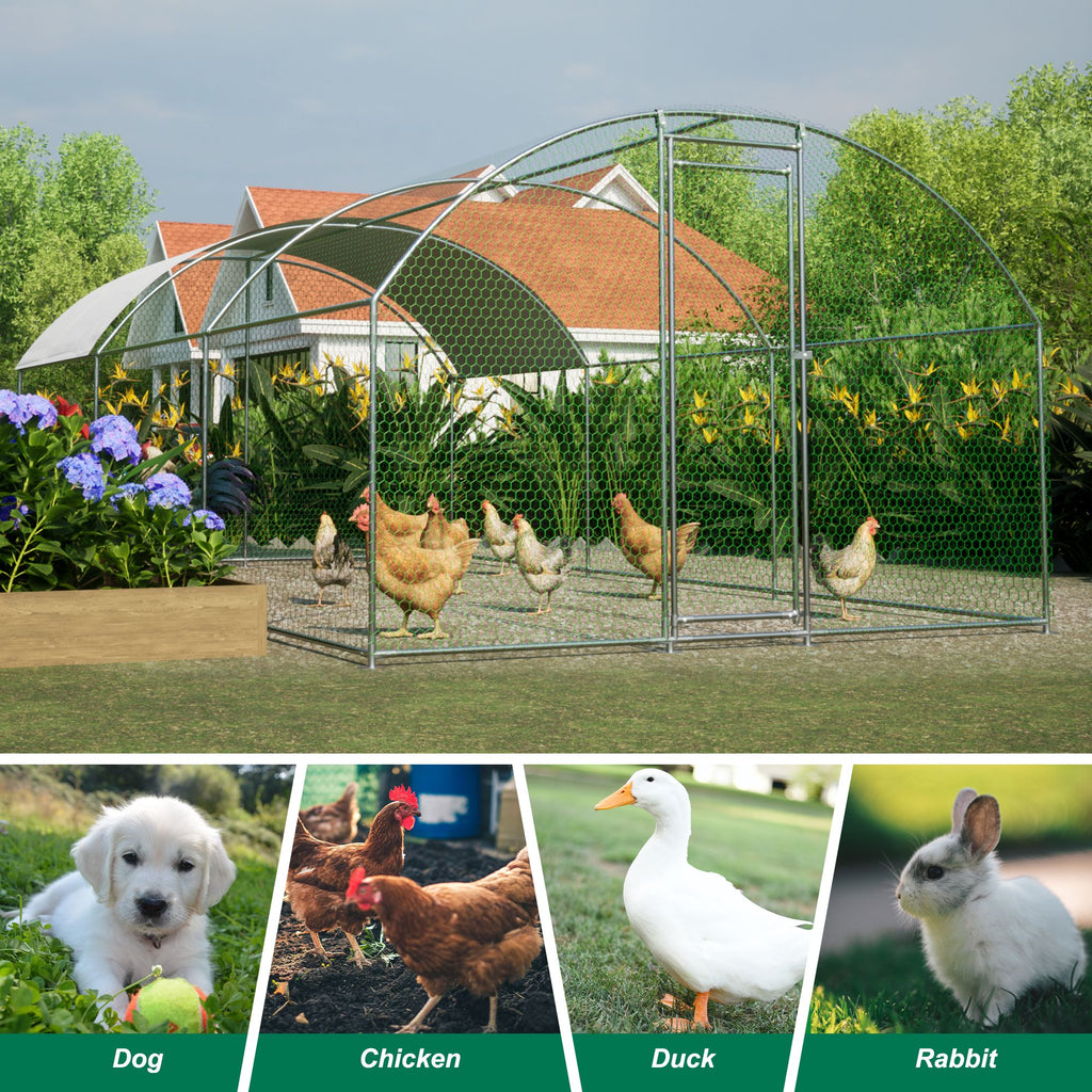 Spacious Metal Chicken Run with UV-Proof Cover – Safe Outdoor Haven