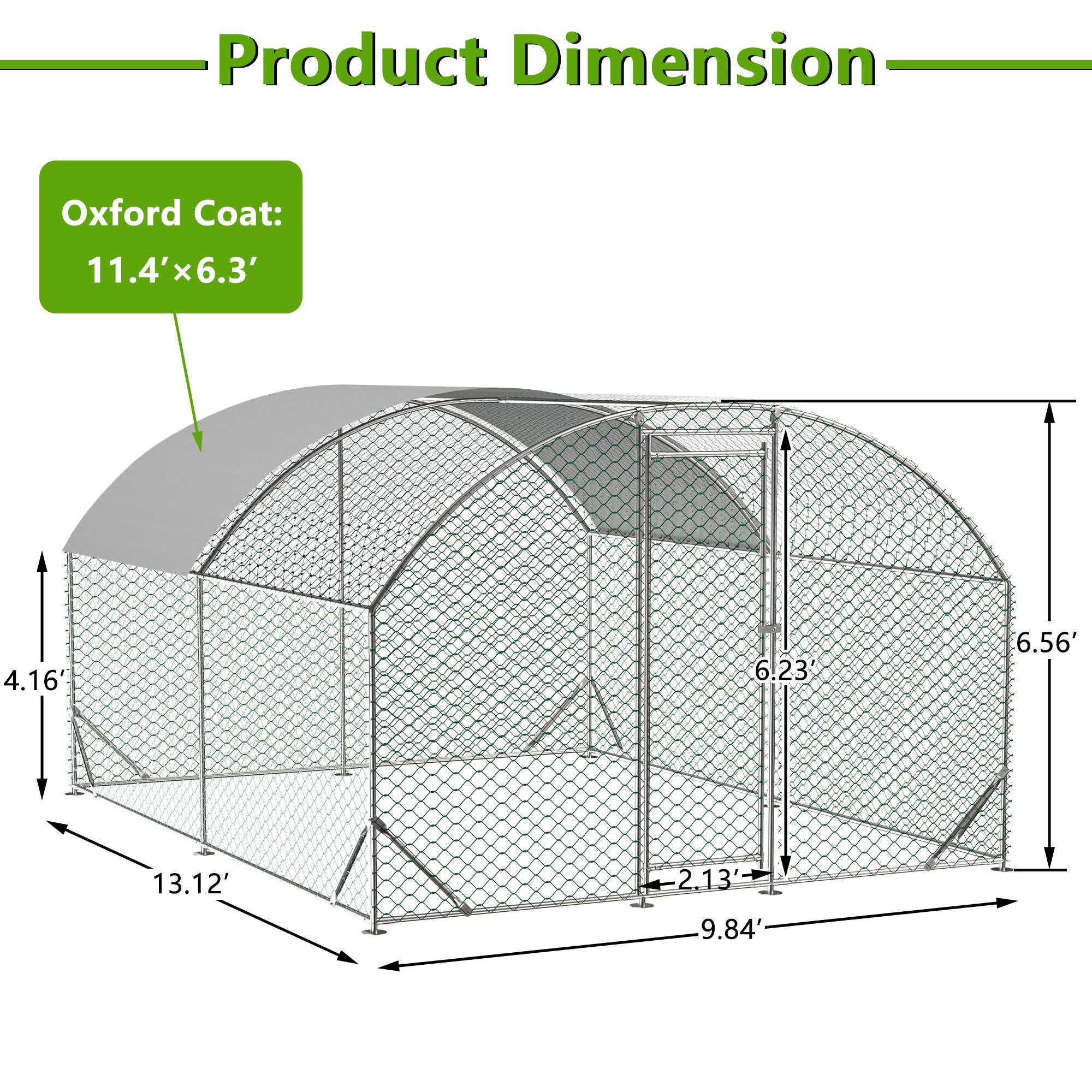 Large Chicken Coop Metal Chicken Run with Waterproof and Anti-UV Cover