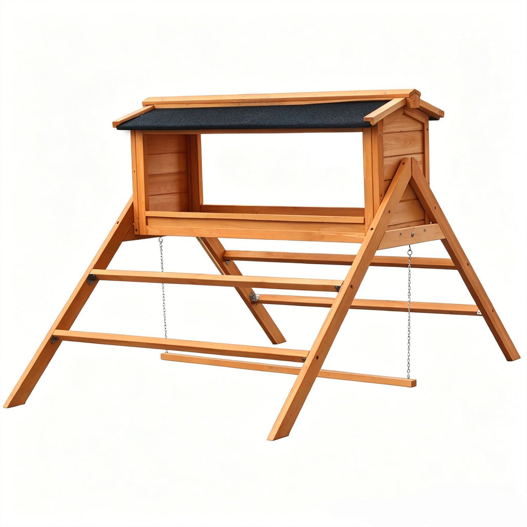 Large Chicken Coop with Upgraded Perches, furniture-style Outdoor Chicken Cage with Large Nesting Box, Weathe
