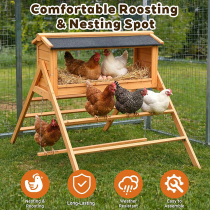 Solid furniture-style Chicken Nesting Box with Spacious Interior and Weather-Resistant Roof