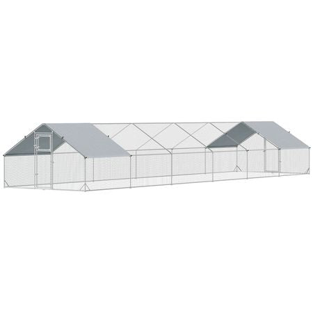 Large Chicken Coop with Waterproof and Anti-UV Cover, Spire Shaped for Outdoor and Yard Farm Use, 39' x 10' x 6.4'