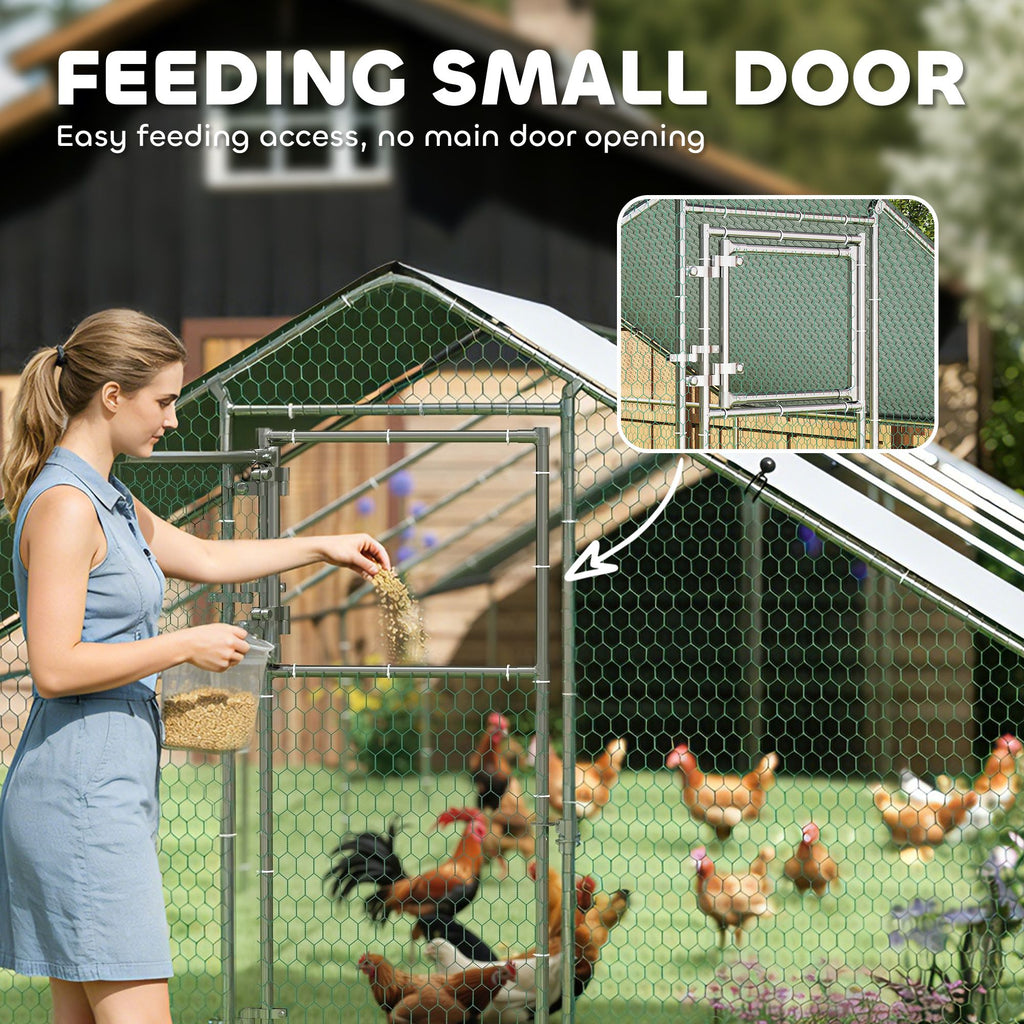 Large Chicken Coop with Waterproof and Anti-UV Cover, Spire Shaped for Outdoor and Yard Farm Use, 39' x 10' x 6.4'