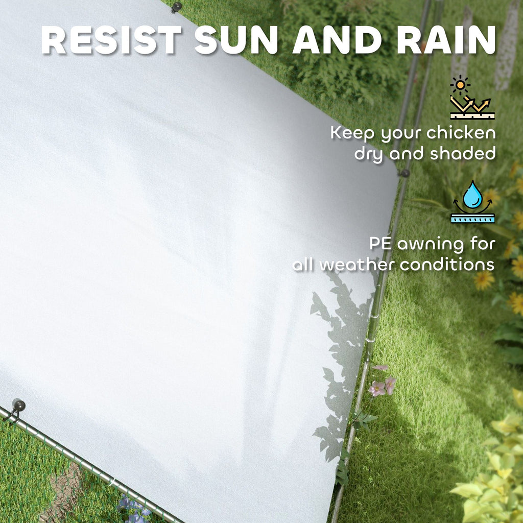 Large Chicken Coop with Waterproof and Anti-UV Cover, Spire Shaped for Outdoor and Yard Farm Use, 39' x 10' x 6.4'