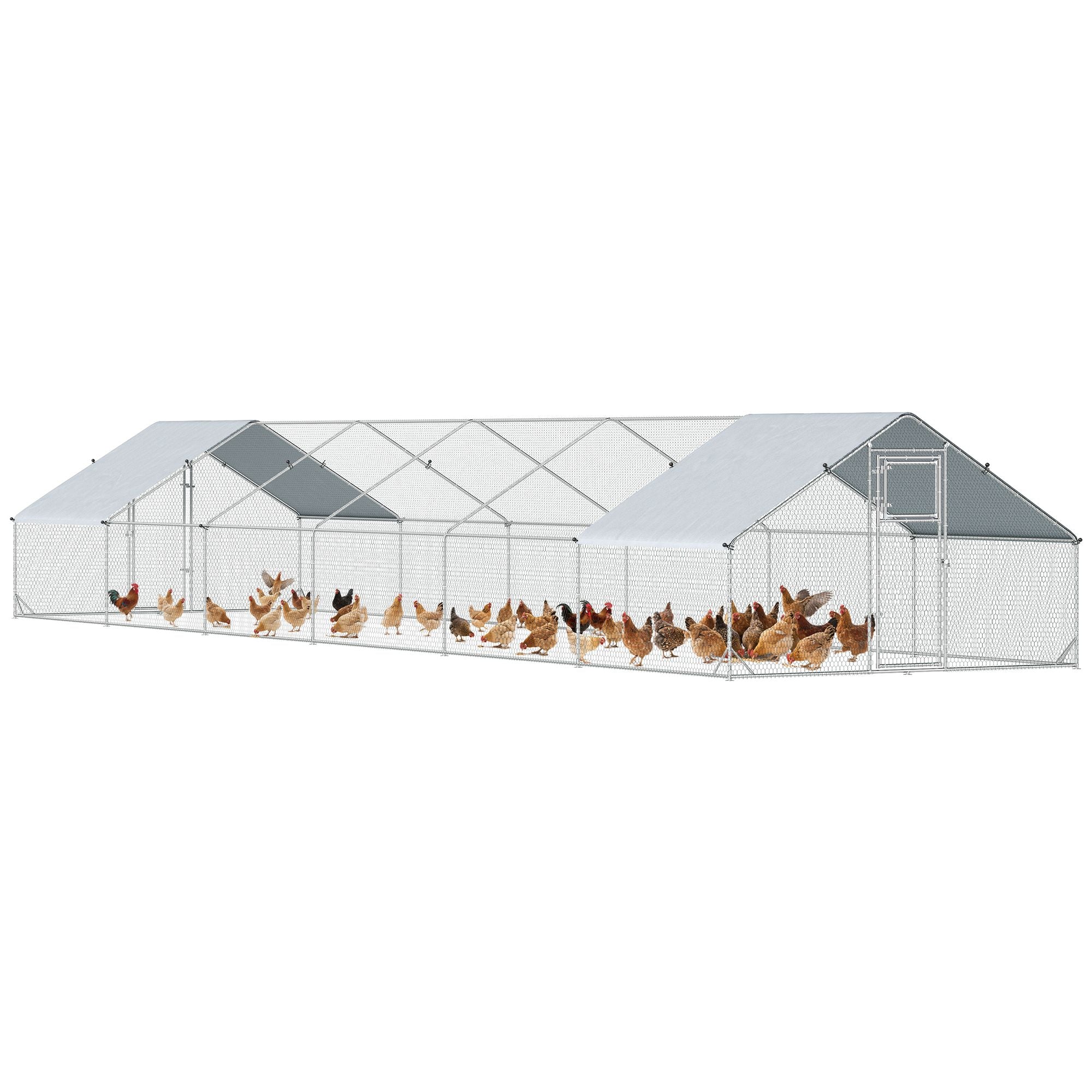 Give Your Flock Room to Roam: 39-Foot Walk-In Chicken Coop with Weatherproof Cover