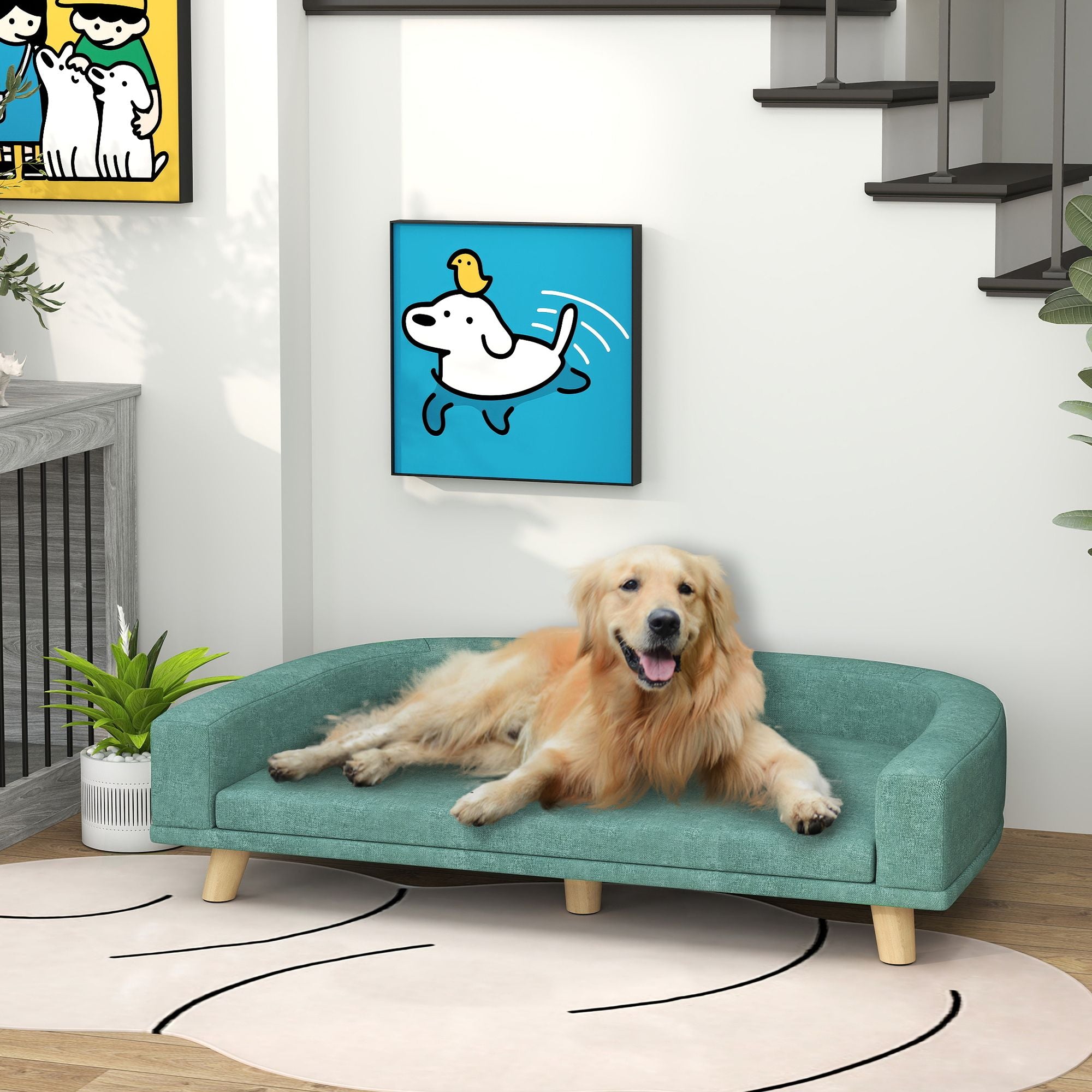 Plush Large Dog Sofa Bed with Washable Cushion and Elevated Design