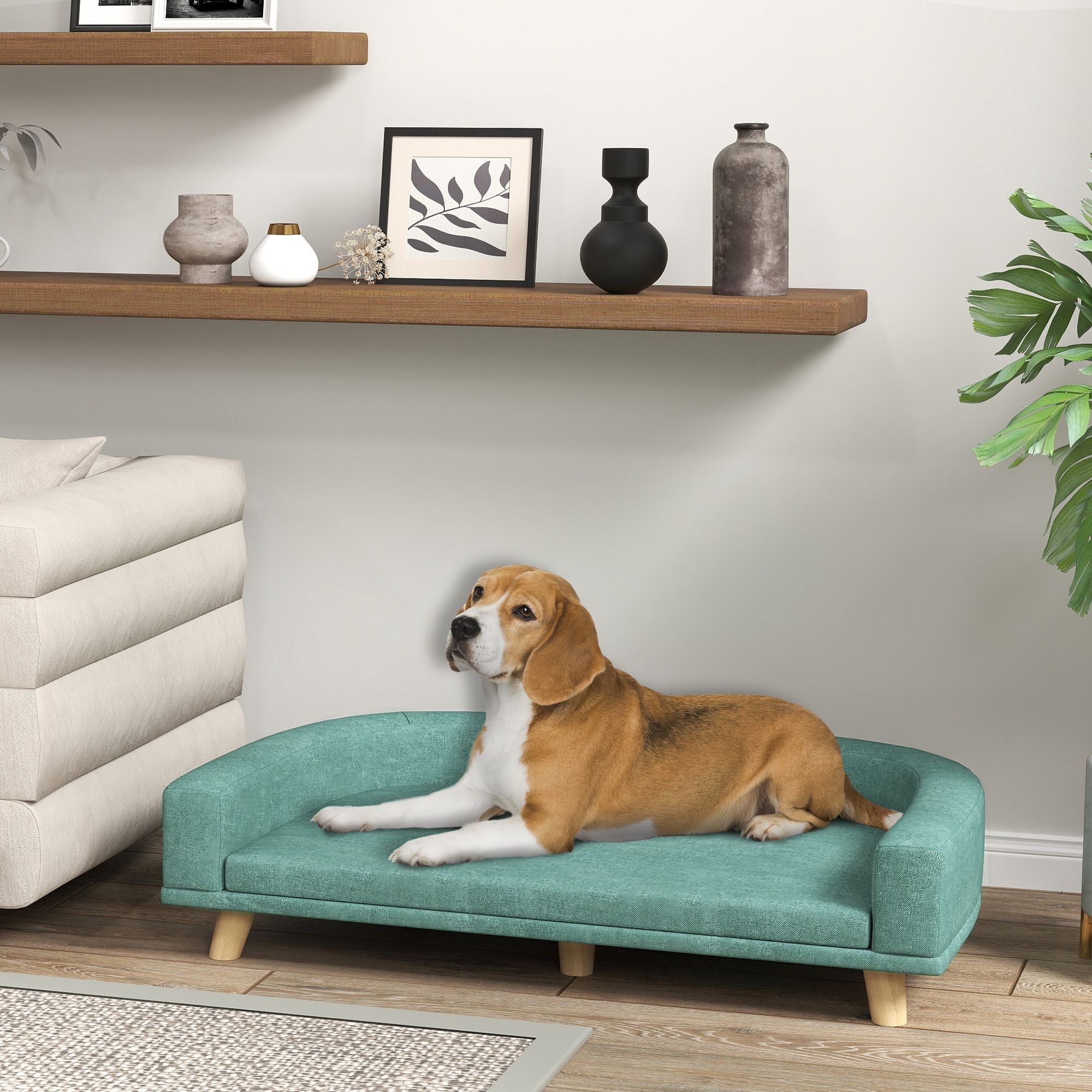 Plush Large Dog Sofa Bed with Washable Cushion and Elevated Design