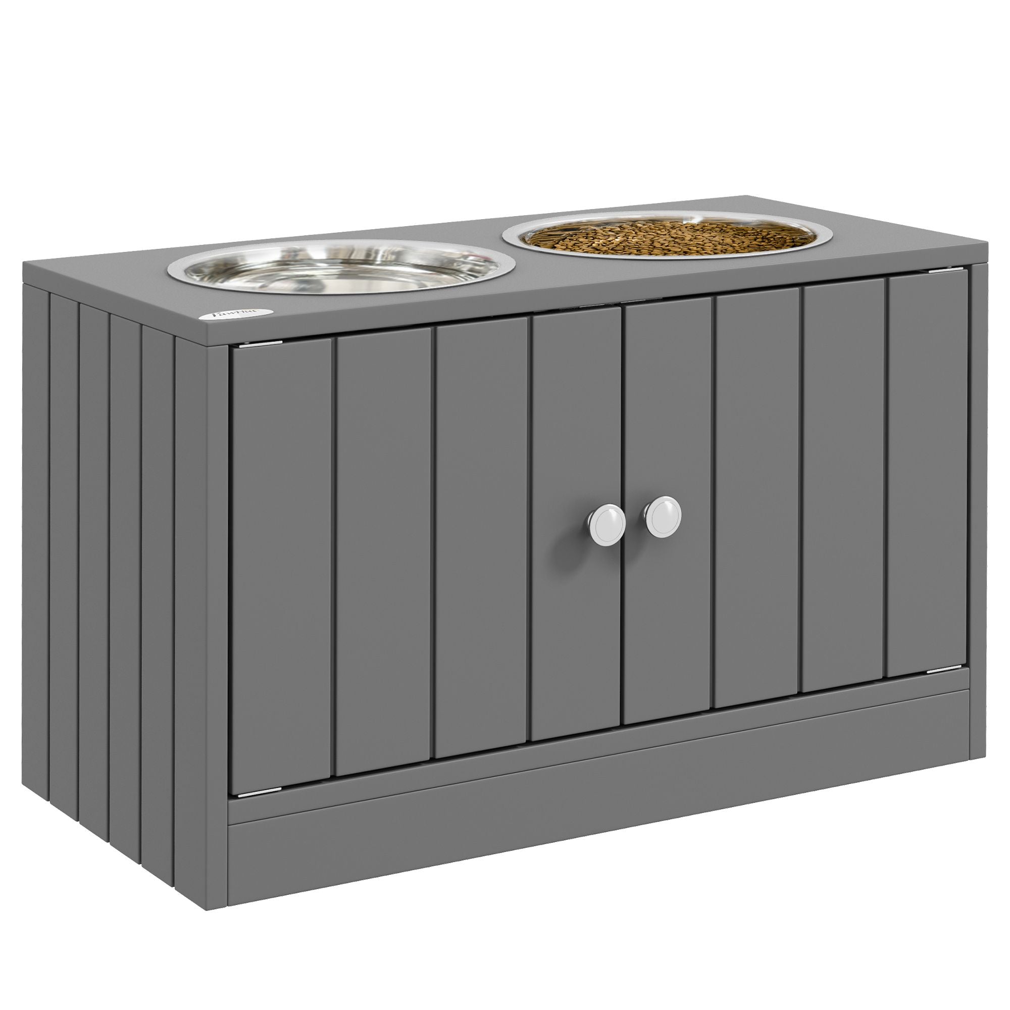 Elevate Mealtime & Organize Pet Gear with This Raised Dog Bowl & Storage Cabinet
