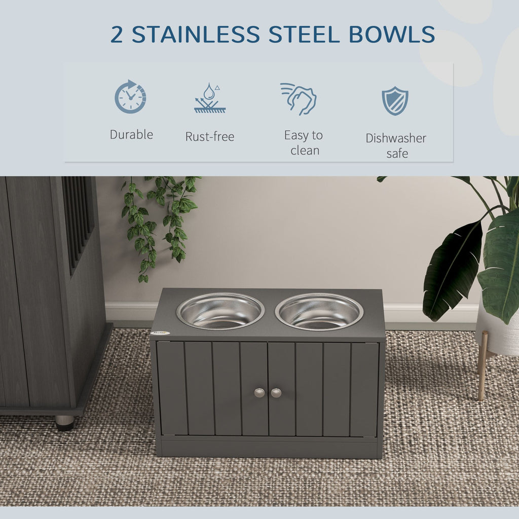 Elevate Mealtime & Organize Pet Gear with This Raised Dog Bowl & Storage Cabinet