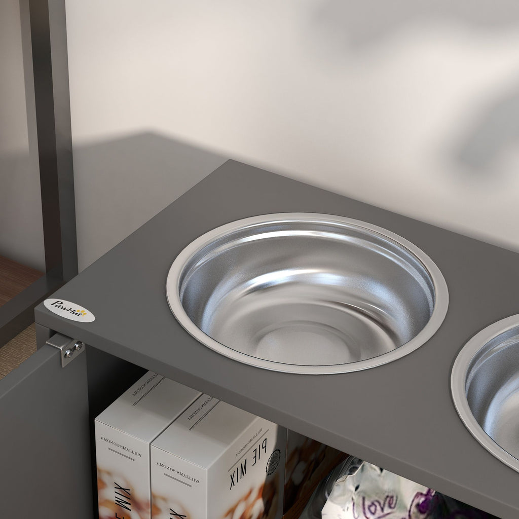 Elevate Mealtime & Organize Pet Gear with This Raised Dog Bowl & Storage Cabinet