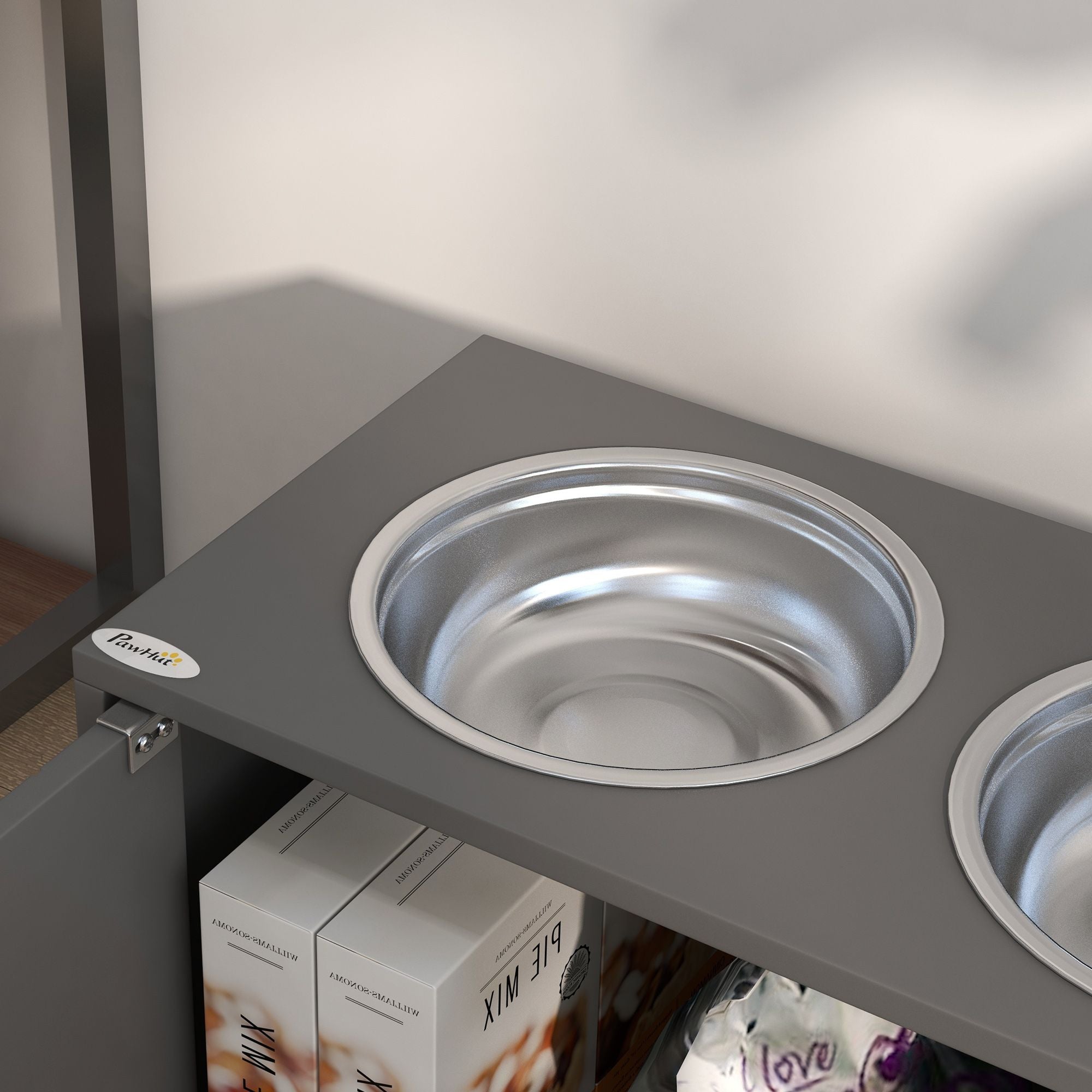 Elevate Mealtime & Organize Pet Gear with This Raised Dog Bowl & Storage Cabinet
