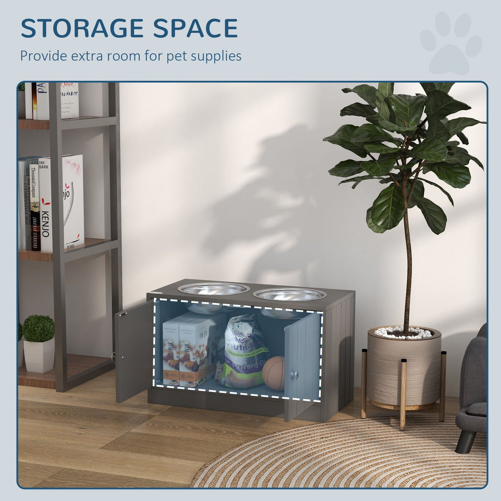Elevate Mealtime & Organize Pet Gear with This Raised Dog Bowl & Storage Cabinet