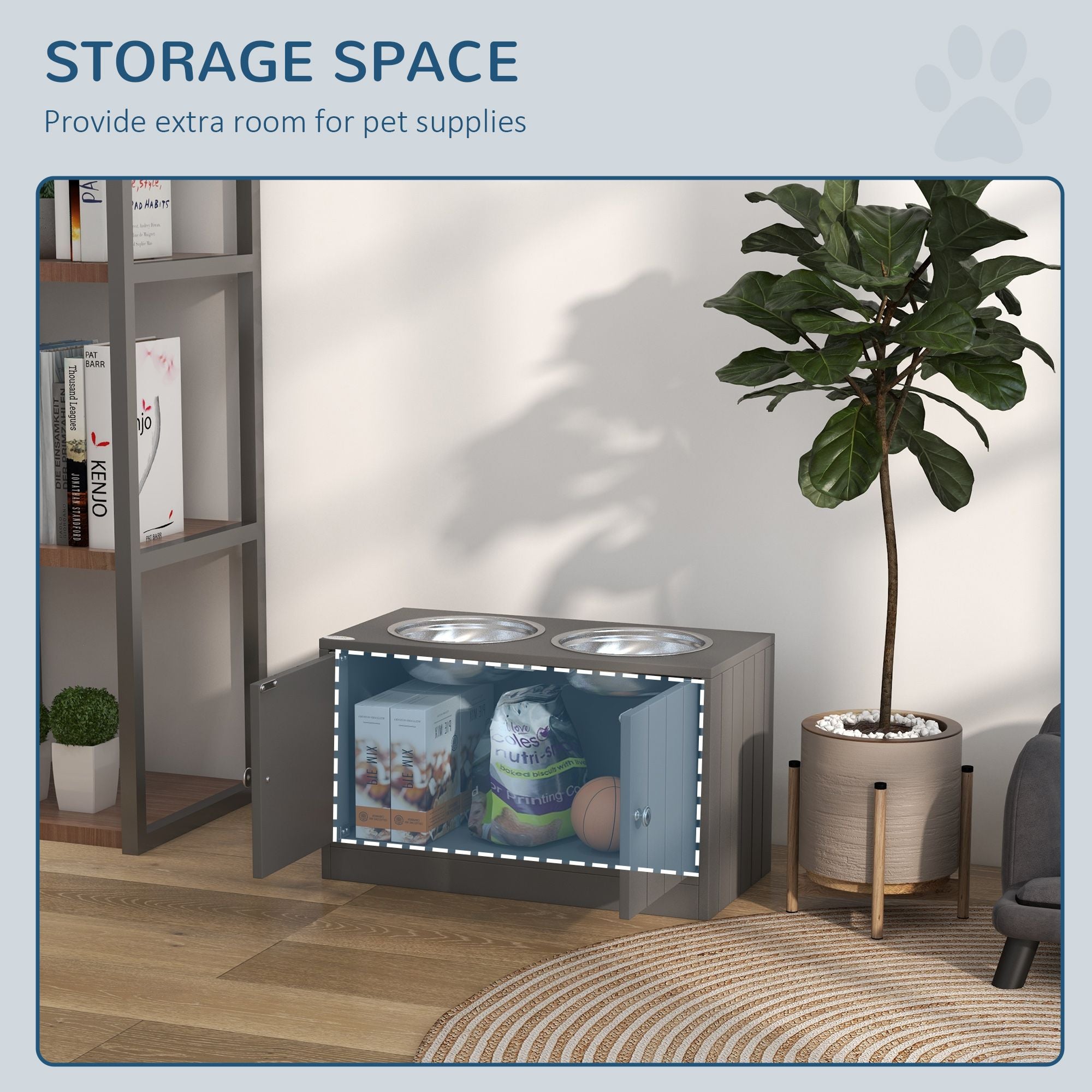 Elevate Mealtime & Organize Pet Gear with This Raised Dog Bowl & Storage Cabinet