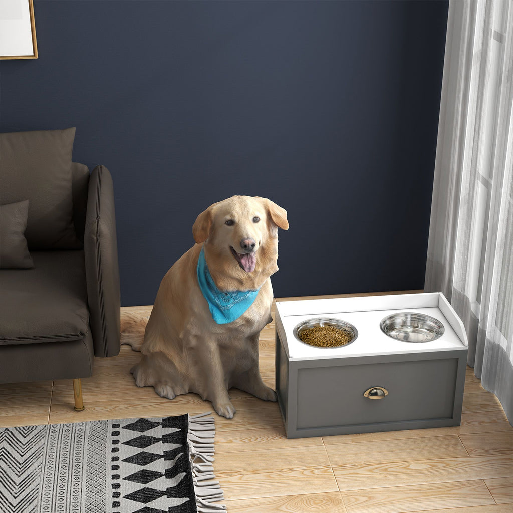 Elevate Your Dog's Dining with Raised Bowls & Storage Drawer