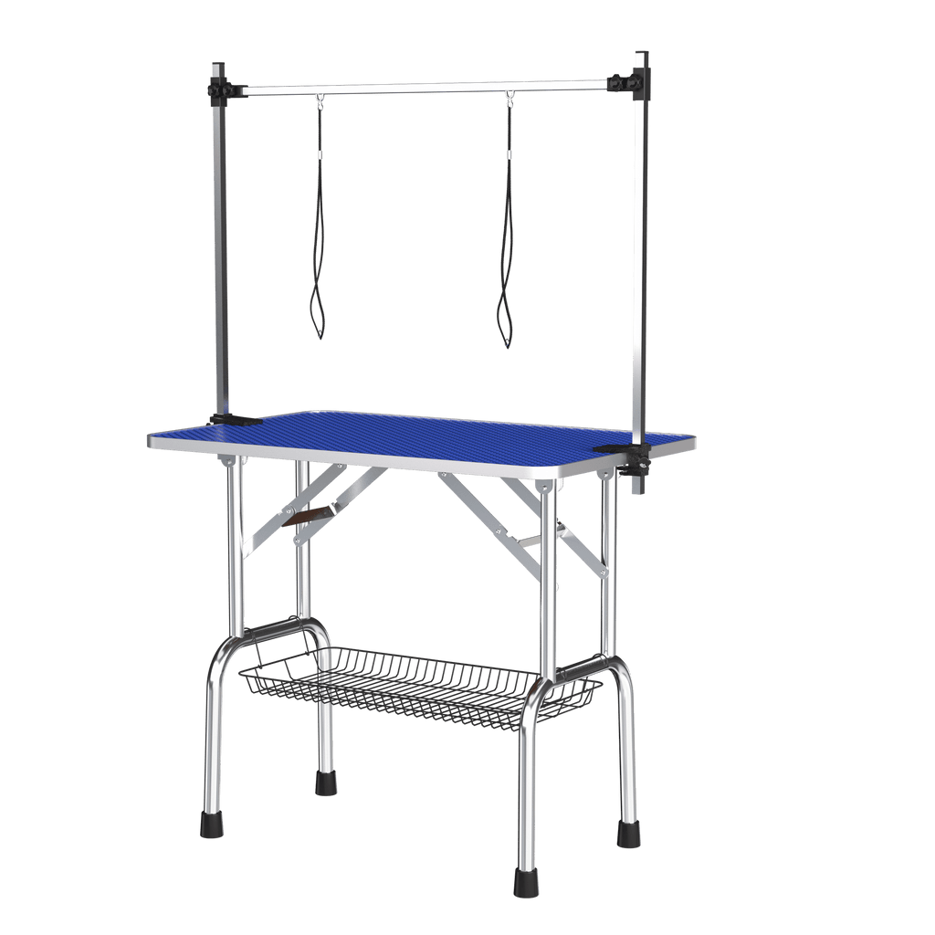 Large Grooming Table for Pet Dog and Cat with Adjustable Arm and Clamps Large Heavy Duty Animal grooming table, 42''/Blue
