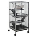 Spacious 4-Tier Small Animal Cage with Hammock and Rolling Wheels