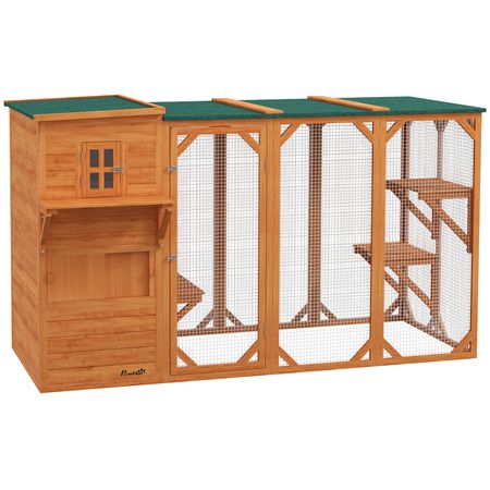 Large Outdoor Cat House for 3 Kitties, Multi-Level Design with Hiding Areas