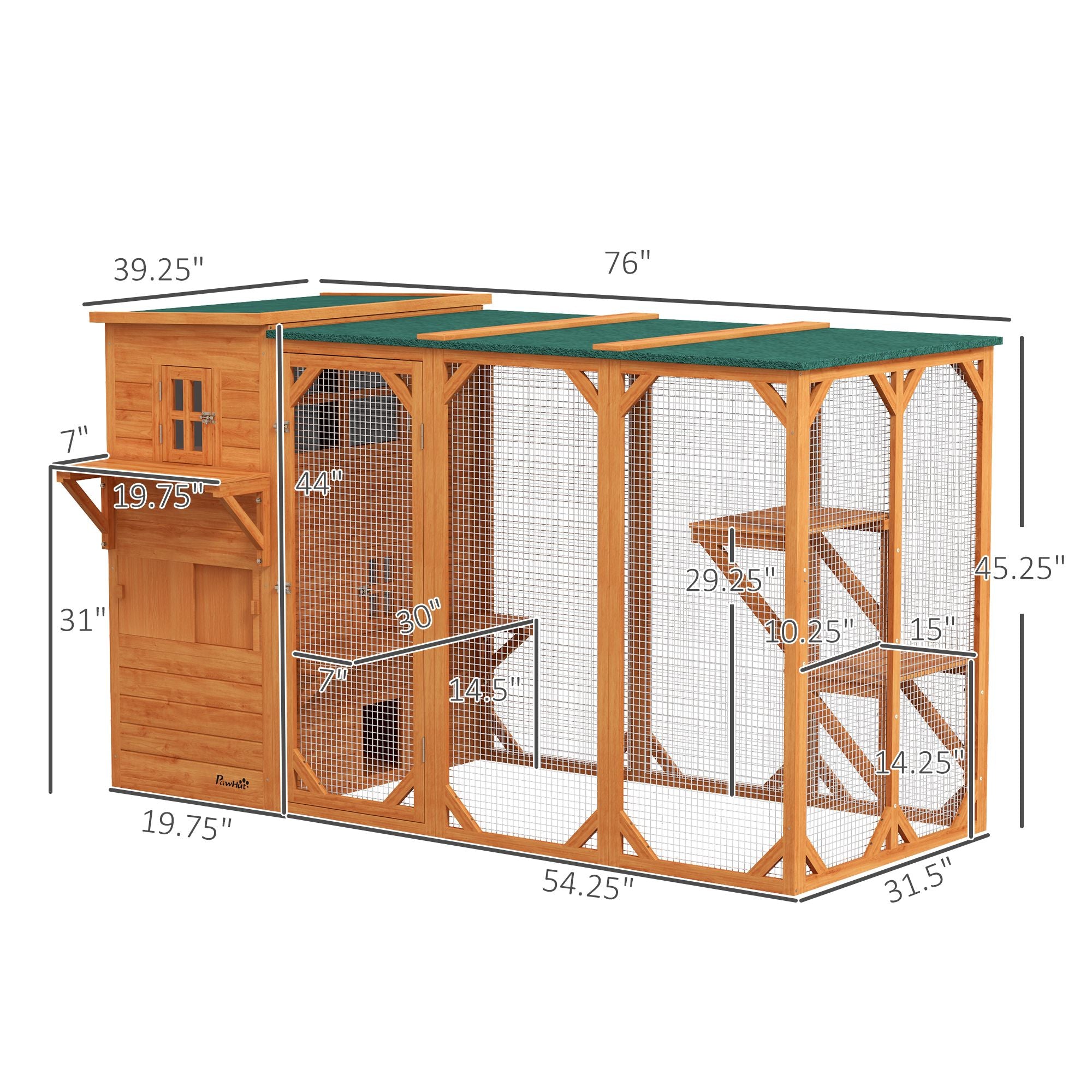 Large Outdoor Cat House for 3 Kitties, Multi-Level Design with Hiding Areas