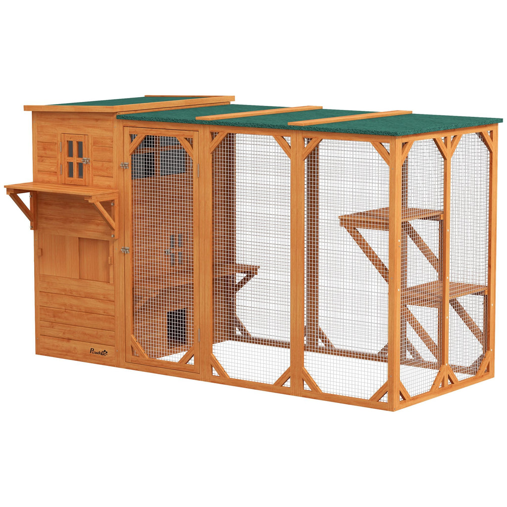 Large Outdoor Cat House for 3 Kitties, Multi-Level Design with Hiding Areas