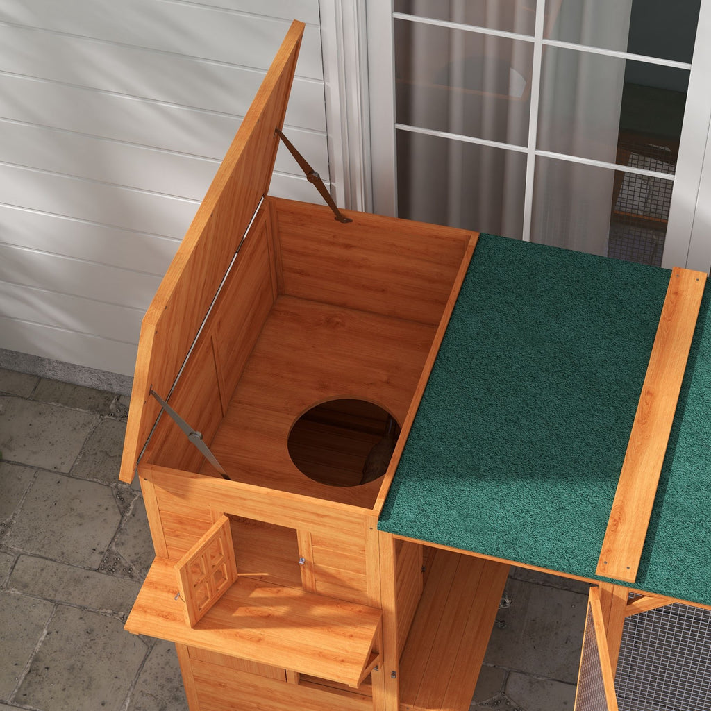 Large Outdoor Cat House for 3 Kitties, Multi-Level Design with Hiding Areas